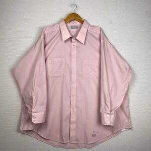 Vtg Career Club Button Up Mens 2XL Pink Long Sleeve USA Union Made No Taper